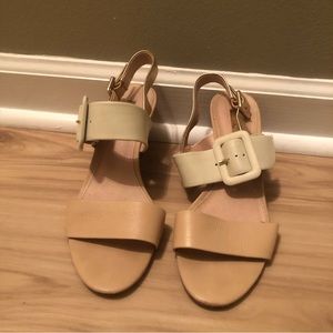 Louise et Cie Cream and Tan Wedges